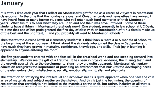 newsletter from our Montessori school here in Spokane